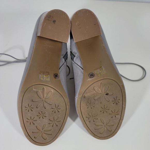 Chinese Laundry Block Heel Gray Lace Up Sandals  Zipper Peep Toe Size 6 wood - Picture 7 of 8